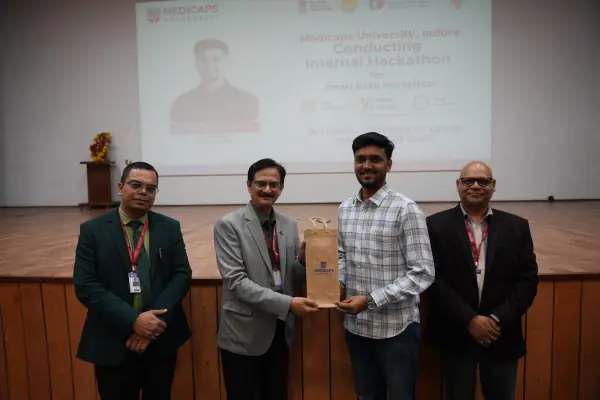 Coding Sharks felicitated by Medicaps University faculty at an internal hackathon